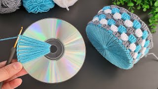 Como hacer Cestas a Crochet con discos CD